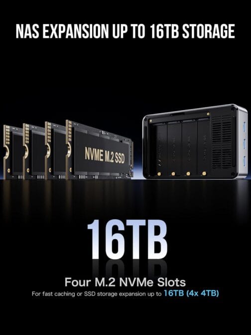 GMKtec Mini PC NAS, G9 Intel N150 Dual Boot W-11 Pro Linux Desktop Computer 12GB DDR5 64GB EMMC + 2TB M.2 SSD, 4*M.2 NVMe Slots, Dual NIC 2.5GbE, USB-C/USB 3.2 10Gbps, Network Attached Storage