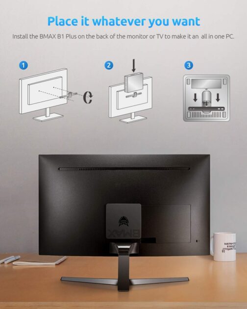 Bmax Mini PC B1 Pro 8GB LPDDR4 /128GB eMMC, Intel Gemini Lake N4000 (Up to 2.6 GHz), Support 512GB/2TB M.2 SSD Expansion, 2.4G/5G Dual WiFi BT4.2, 4K Dual Display Micro Computer