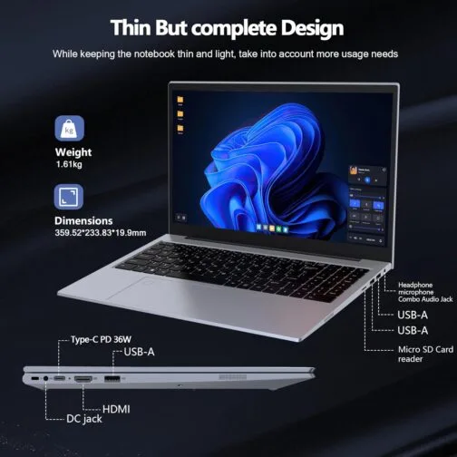 Laptop Gaming,Gaming Laptop,16GB RAM 512GB SSD,N100(Up to 3.4Ghz,12th ),Aluminum Body,15.6″FHD Display,Support WiFi,Bluetooth,Backlit Keyboard,Support Type C Charging,Win 11 Pro,For Business,Spacegray