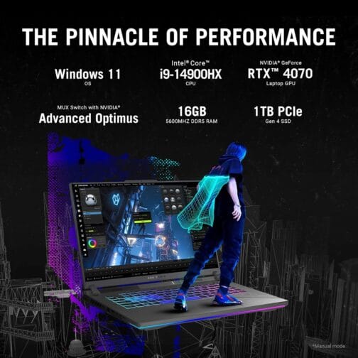 ASUS ROG Strix G16 (2024) Gaming Laptop, 16 ROG Nebula Display 16:10 QHD 240Hz, NVIDIA GeForce RTX 4070, Intel Core i9-14900HX, 16GB DDR5-5600, 1TB PCIe Gen4 SSD, Wi-Fi 6E, Win 11, G614JIR-AS94