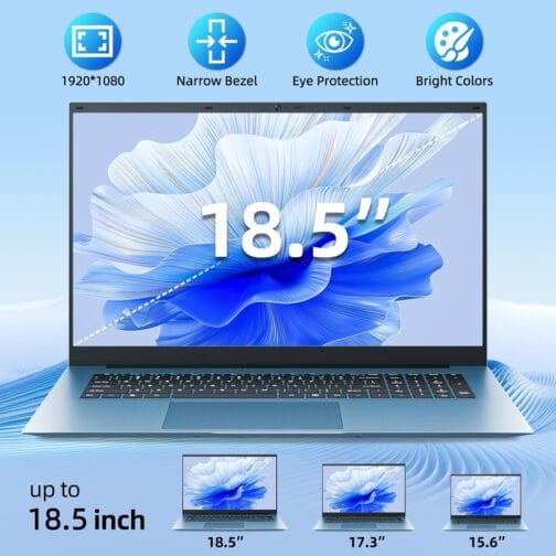 18.5 Inch Laptops for Student, Win 11 Home Laptop Computers with 32GB RAM 128GB EMMC+1024GB SSD Notebook, Celeron N5095 Quad-Core, WiFi 6, USB 3.2, HDMI, Type-C, 8000mAh(Gray)
