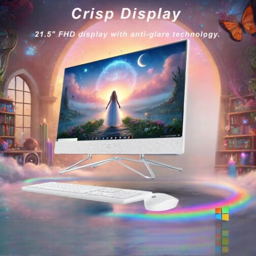 HP 22 inch All-in-One Desktop PC  2024 Latest Model  Microsoft Office Trial  FHD Display  16 GB RAM  1 TB Storage (512GB SSD + 512GB External HD)  Intel Celeron CPU  w/WOWPC Bundle  Win 11 Pro