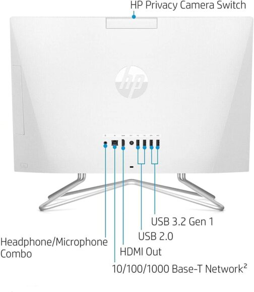 HP 2022 All-in-One Desktop, 21.5″ FHD Display, Intel Celeron J4025 Processor, 16GB RAM, 1TB PCIe SSD, Webcam, WiFi, HDMI, RJ-45, Wired Keyboard&Mouse, Windows 11 Home, White