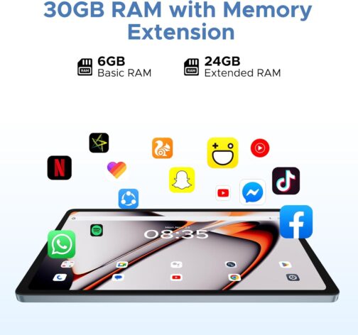 DOOGEE U11 Pro Android 15 Tablet, 11 inch Tablet, 30GB+256GB/2TB TF,8580mAh,Octa-Core,90Hz Display, Netflix 1080P,5G WiFi,Widevine L1,BT5.0,13MP+5MP, Face ID/OTG with Pen, Keyboard, Mouse&Case
