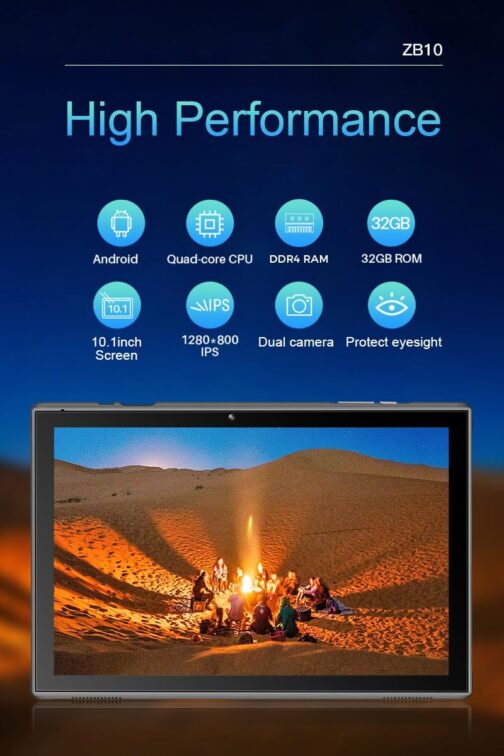 Tablet 10 inch Android Tablet PC, 10.1″ Android 14 Tablets, DDR4 6GB RAM 32GB ROM 2MP+8MP Dual Camera, WiFi-6 Bluetooth 1TB Expand IPS Full HD Display Tab, 6000mAh Battery Powerful Performance Tablet