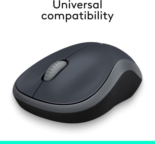 Logitech M185 Wireless Mouse, 2.4GHz with USB Mini Receiver, 12-Month Battery Life, 1000 DPI Optical Tracking, Ambidextrous PC/Mac/Laptop – Swift Grey