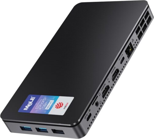 MeLE Mini PC Overclock4C N100 with Windows 11 ProReddot Winner 16GB RAM, 512GB Storage, Mini Desktop Computer, Dual HDMI and 1x Full Function USB-C on Office Education Home