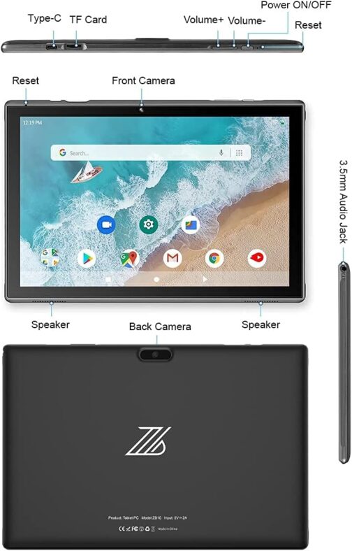 Tablet 10 inch Android Tablet PC, 10.1″ Android 14 Tablets, DDR4 6GB RAM 32GB ROM 2MP+8MP Dual Camera, WiFi-6 Bluetooth 1TB Expand IPS Full HD Display Tab, 6000mAh Battery Powerful Performance Tablet