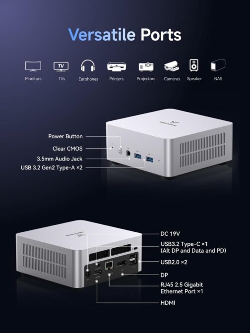 MINISFORUM UN1250 Mini PC Intel Core i5-1250P 12C/16T 16GB DDR4 500GB PCIe4.0 SSD, HDMI2.0/USB Type-C/DisplayPort1.4 Triple Outputs, 2.5G LAN, WiFi 6, 5X USB Port, Mini Desktop Computers Auto Power On