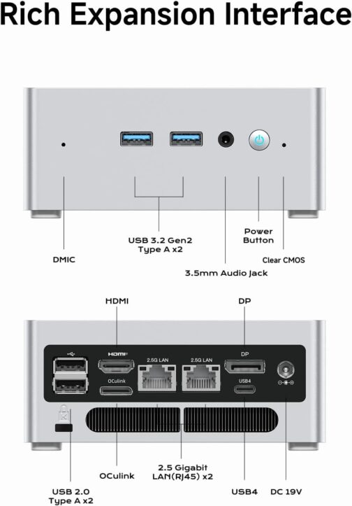 MINISFORUM Mini PC NAB9 Plus Intel Core i9-12900HK/i9-12900H 14 Cores/20 Threads,up to 5.0GHz 32GB RAM 1TB PCIe4.0 SSD Mini Computer OCuLink HDMI+DP+USB4 Dual 2.5 G RJ45 WiFi 6E, BT5.3