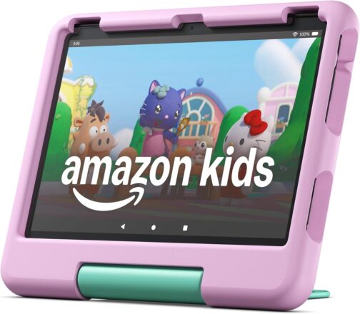 Amazon Fire 10 HD Kids tablet (newest model) ages 3-7 | Bright 10.1″ HD screen with included ad-free and exclusive content, robust parental controls, 13-hr battery, 32 GB, Pink