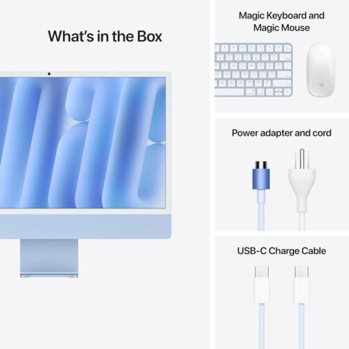 Apple 2024 iMac All-in-One Desktop Computer with M4 chip with 10-core CPU, 10-core GPU: Built for Apple Intelligence, 24GB Unified Memory, 512GB SSD Storage; Blue with AppleCare+ (3 Years)