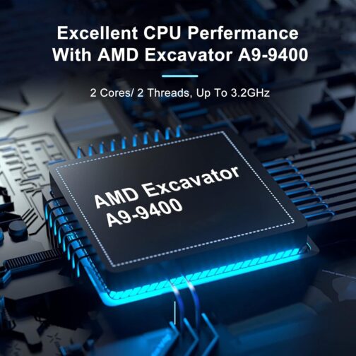 Mini PC Tiny Desktop Computers with AMD Excavator A9-9400, 8G DDR4 RAM, 128G SSD Windows 10 AMD Radeon R5 Series Supports 4K HD Dual Display Mini PC Gamer Dual HDMI/WIFI5 USB 3.1