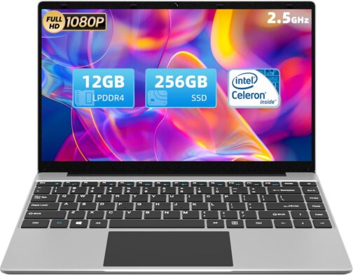 jumper Laptop, 14 Inch FHD Display, 12GB RAM 256GB SSD, Laptop Computer with J4105 CPU, Thin & Portable, 2.4/5G WiFi, BT4.0
