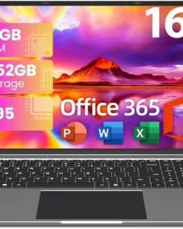 jumper Laptop Computer 16 Inch, Office 365, Laptops with 16GB RAM, 1152GB Storage, FHD IPS 1920×1200 Display, 12th N95 CPU(Up to 3.4GHz), 38WH Battery, 2 Speakers, Mini HDMI, 16:10.