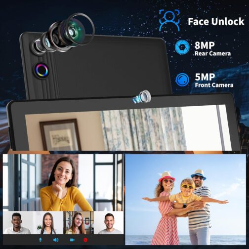 Android Tablet, 10.1 Inch Android 14 Tablet with 1280×800 IPS HD Touch Screen, Dual Camera, 64GB Storage 1TB Expansion, 8 in 1 Tablets Kit with Keyboard, Protective Case, Mouse, Stylus, BT 5.0, WiFi 6