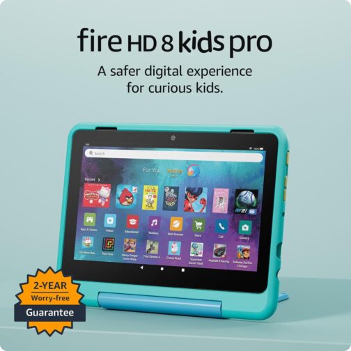 New Amazon Fire HD 8 Kids Pro tablet, ages 6-12. Bright 8" HD screen, includes ad-free content, parental controls, 13-hr battery, slim case for older kids, 32GB, Discovery (2024 release)