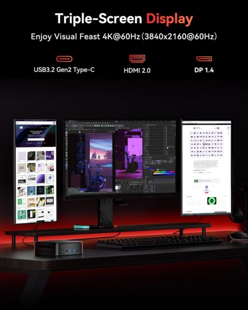 KAMRUI Mini PC, E3B 32GB RAM 512GB SSD Mini Gaming Computers AMD Ryzen 5 7430U Micro Desktop Computer (Max 4.3GHz,6C/12T, Beat 5650U), Small PC Support WiFi 6, BT5.2, Triple Display for Office Home