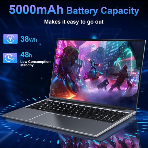 jumper Laptop, 16 inch Laptop Computer, Quad-Core Processor, 512GB SSD 16GB DDR4, 5G/2.4G WiFi, 1920×1200 FHD Display, Long Battery Life, Type C, Traditional Laptops for Business Office Student