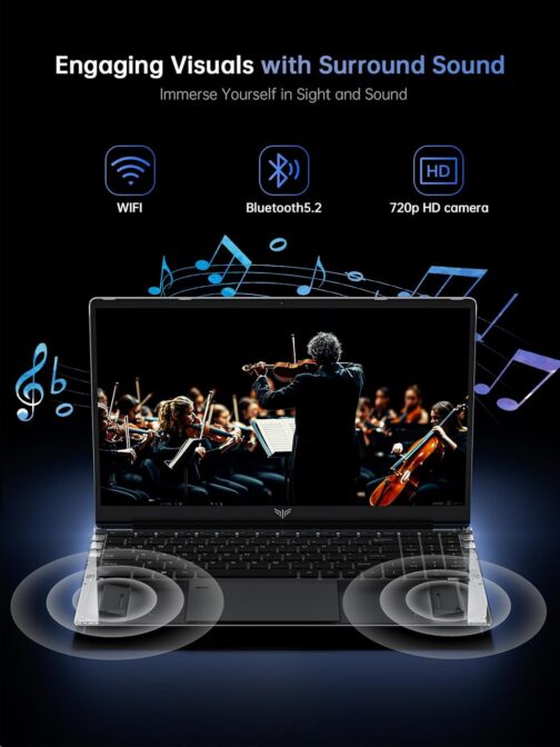 Laptop Computer Intel N97 Windows Laptop 15.6-in 16GB DDR4 512GB SSD Ordinateur Traditional Laptops Keypad WiFi5 HDMI Type-C USB3.2 Webcam 3.5mm Audio Office Laptops Student Laptops
