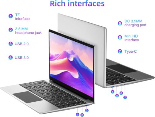 jumper Laptop 14 Inch, 12GB RAM 256GB SSD, Laptop Computer with Celeron N4100 CPU, FHD 1920×1080 Display, 35.52WH Battery, 2.4G+5G WiFi, BT4.0, 2 Speakers, Portable Student Laptops.