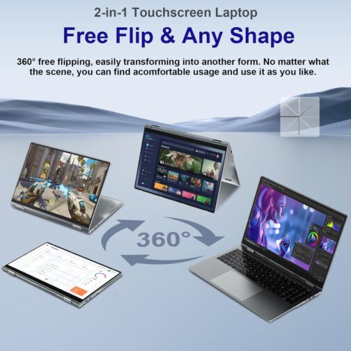 jumper 16 inch Convertible Laptop, 2 in 1 Laptop Computer with FHD 360 Degree Touchscreen, 32GB RAM 1152GB Storage, Celeron N5095, Backlit Keyboard, Fingerprint Reader, 1 Year Office 365, 53.2WH