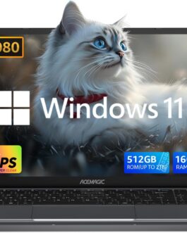 Laptop Computer with Windows 11, Intel N150 Quad-Core Processor 16GB DDR4 RAM 512GB SSD, 15.6″ FHD IPS Display, WIFI,Long Battery Life, Portable Traditional Laptops for Business Office Student Home