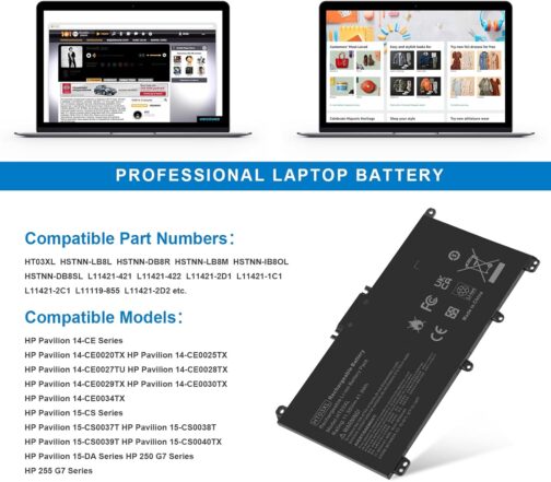 HT03XL L11119-855 HTO3XL Battery for HP 14M-DH0003DX 14M-DH1003DX 15T-DA000 15T-CS200 15-CW1XXX 15T-CS300 LPD1071 15-DB0004DX 15-DA0014DX Pavilion 15-DA 15-DB 15-DW 15-DY 14-CE 14-CF 14-DF 17-BY 17-CA