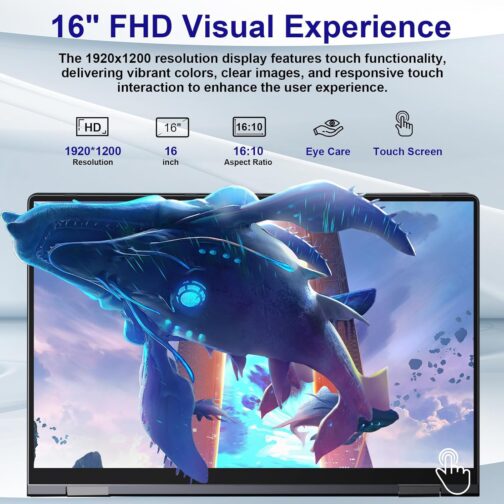 jumper 16 inch Convertible Laptop, 2 in 1 Laptop Computer with FHD 360 Degree Touchscreen, 32GB RAM 1152GB Storage, Celeron N5095, Backlit Keyboard, Fingerprint Reader, 1 Year Office 365, 53.2WH