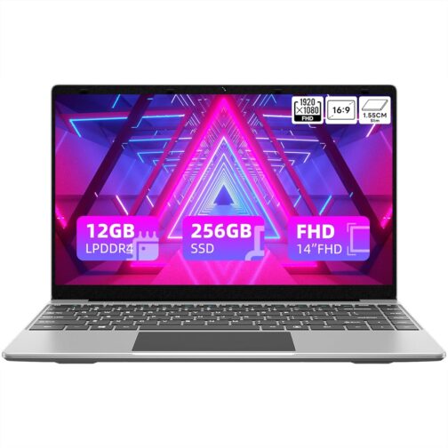 jumper Laptop 14 Inch, 12GB RAM 256GB SSD, Laptop Computer with Celeron N4100 CPU, FHD 1920x1080 Display, 35.52WH Battery, 2.4G+5G WiFi, BT4.0, 2 Speakers, Portable Student Laptops.