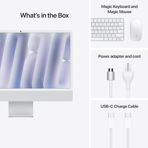 Apple 2024 iMac All-in-One Desktop Computer with M4 chip with 10-core CPU, 10-core GPU: Built for Apple Intelligence, 24GB Unified Memory, 512GB SSD Storage; Silver with AppleCare+ (3 Years)