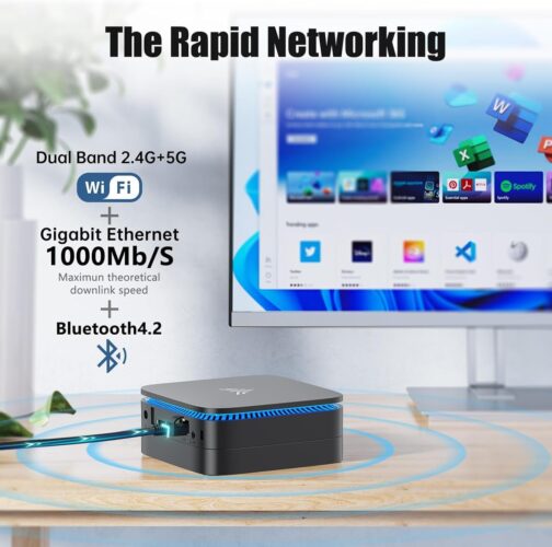 KAMRUI AK1PLUS N95 Mini PC (up to 3.4GHz), Mini Computer 8GB DDR4 RAM 256GB M.2 SSD, Desktop Computer Support 2.5″ SSD, Dual 4K, WiFi, Ethernet for Business, Office, Home