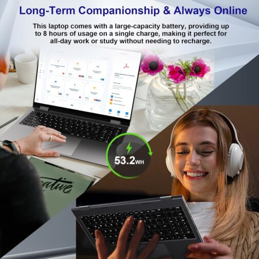jumper 16 inch Convertible Laptop, 2 in 1 Laptop Computer with FHD 360 Degree Touchscreen, 32GB RAM 1152GB Storage, Celeron N5095, Backlit Keyboard, Fingerprint Reader, 1 Year Office 365, 53.2WH