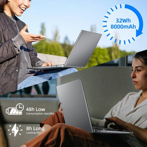 Naclud Windows 11 Laptops, 17.3 Inch Laptop Computer with Celeron Processor, 8GB DDR4 256GB SSD, Expandable 1TB, Type-C, 60800mWh Battery, Wi-Fi 5, BT4.2, Mini HDMI, Business and Students