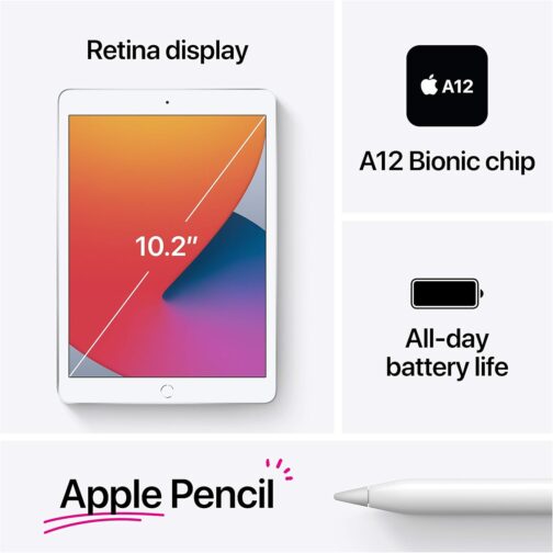 2020 Apple iPad (10.2-inch, Wi-Fi, 128GB) – Silver (Renewed)