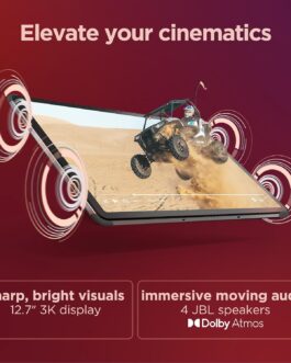 Lenovo Tab P12-2024 – Expansive Touchscreen Tablet – 12.7″ 3K Display – 13MP Camera – 8GB Memory – 128GB UFS Storage – Android 13 – Dolby Atmos – Quad JBL Speakers – Pen and Folio Case Included