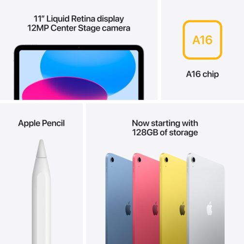New Apple iPad 11-inch: A16 chip, 11-inch Model, Liquid Retina Display, 256GB, Wi-Fi 6, 12MP Front/12MP Back Camera, Touch ID, All-Day Battery Life  Yellow