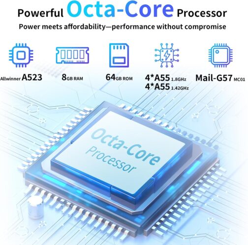 AWOW Tablet 10 inch with Keyboard: Android 14 8GB+64GB Widevine L1 8-Core CPU Tablet PC 7000mAh Battery Face Recognition Metal Body with Keyboard, Mouse, Type C, Adapter, Case, OTG Adapter, Pen