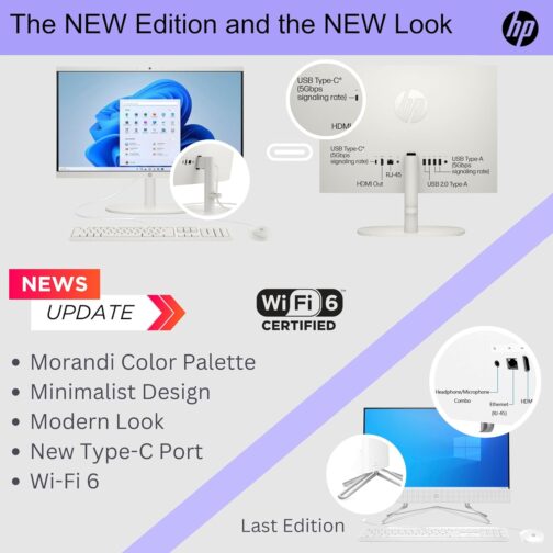 HP 22″ All-in-One Desktop PC  The New Version and Look  12 Month Microsoft Office  40GB RAM  1TB Storage (512GB SSD and 512GB External)  FHD Display  Intel Celeron Processor  Windows 11 Home