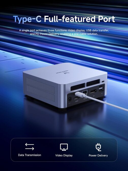 MINISFORUM UN1250 Mini PC Intel Core i5-1250P 12C/16T 16GB DDR4 500GB PCIe4.0 SSD, HDMI2.0/USB Type-C/DisplayPort1.4 Triple Outputs, 2.5G LAN, WiFi 6, 5X USB Port, Mini Desktop Computers Auto Power On