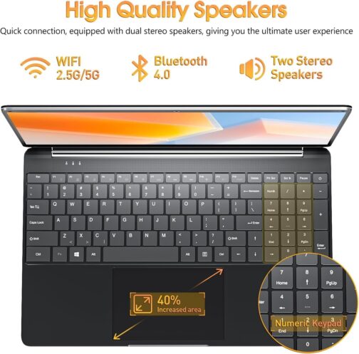 15.6 Inch Laptops, 8GB DDR3 512GB SSD Windows 11 Laptop Computer with I3 Processor, HD Display, 52Wh Battery, Wi-Fi 5, BT4.2, HDMI, USB3.2, Type-C, for Business and Students