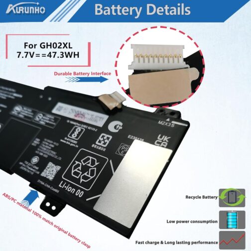 GH02XL Laptop Battery Replacement for HP Chromebook 11A G8 11 G8 14 G6 Chromebook X360 11 G3 14AT-NA000 NA0010CA NA0010DS Series GHO2XL HSTNN-DB9M L75253-271 L75783-005 7.7V 47.3Wh 6000mAh