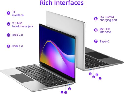 jumper Laptop, 14 Inch FHD Display, 12GB RAM 256GB SSD, Laptop Computer with J4105 CPU, Thin & Portable, 2.4/5G WiFi, BT4.0