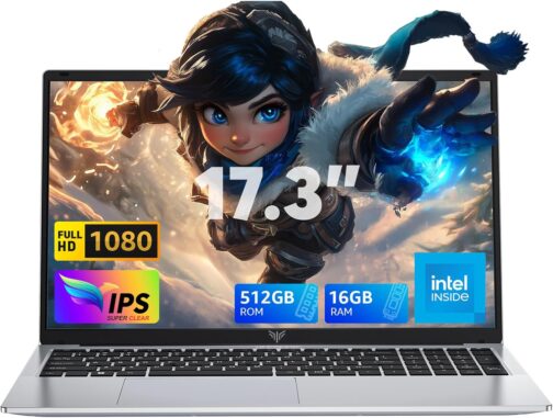 ACEMAGIC 17.3" Laptop with Quad Core-12th Alder Lake N97 Processor, FHD Display, 16GB RAM 512GB SSD Laptop, Windows 11 Laptops Computer, Webcam, Light&Thin, Metal Shell, HDMI, Type-C, USB3.2