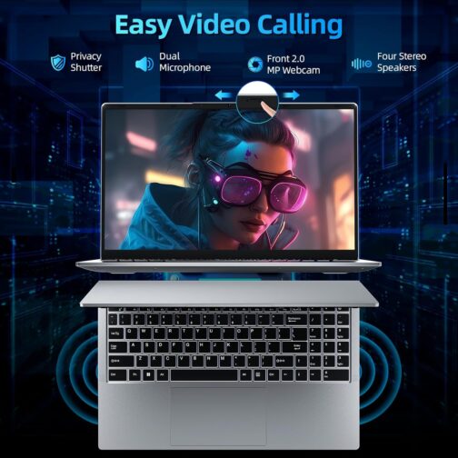 jumper 2025 Laptop, Intel 8-Core Processor(Up to 4.4GHz), 16GB DDR4 512GB NVME SSD, 15.6″ FHD IPS Screen, 62.7Wh Battery, WiFi-6, Bluetooth5.1, USB3.2, 4 Stereo Speakers, 2 Memory Slots.