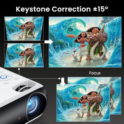 HAPPRUN Native 1080P Bluetooth Projector, Full HD Portable Outdoor Movie Projector with Built-in Speaker, Compatible with Smartphone, HDMI, USB, AV, Fire Stick, PS5 for Home, Bedroom, Outdoor Use