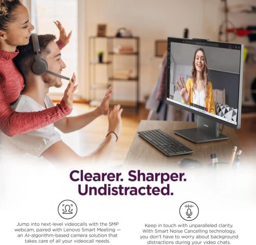 Lenovo ThinkCentre All-in-One Desktop Computer, 24″ FHD IPS Display, 5-core Intel U300 Processor, 32GB DDR5, 1TB SSD, Wi-Fi 6, USB-C, HDMI in&Out, Wired KB&Mouse, Windows 11 Pro