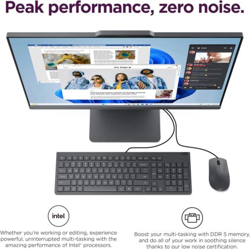 Lenovo ThinkCentre All-in-One Desktop Computer, 24″ FHD IPS Display, 5-core Intel U300 Processor, 32GB DDR5, 1TB SSD, Wi-Fi 6, USB-C, HDMI in&Out, Wired KB&Mouse, Windows 11 Pro