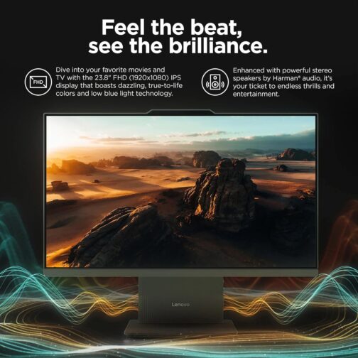 Lenovo ThinkCentre All-in-One Desktop Computer, 24″ FHD IPS Display, 5-core Intel U300 Processor, 32GB DDR5, 1TB SSD, Wi-Fi 6, USB-C, HDMI in&Out, Wired KB&Mouse, Windows 11 Pro
