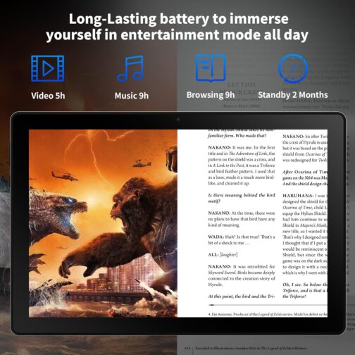 Android Tablet, 10.1 Inch Android 14 Tablet with 1280×800 IPS HD Touch Screen, Dual Camera, 64GB Storage 1TB Expansion, 8 in 1 Tablets Kit with Keyboard, Protective Case, Mouse, Stylus, BT 5.0, WiFi 6